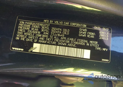 2013 Volvo Xc90 3.2 Premier Plus from USA, damaged, VIN YV4952CZ2D1652727